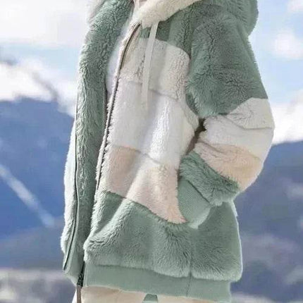 Women Winter Fashion Hooded Zipper Plaid Jacket - Jacket - Astrid - Mad Fly Essentials
