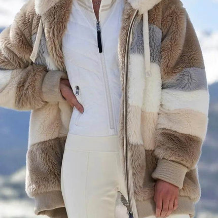 Women Winter Fashion Hooded Zipper Plaid Jacket - Jacket - Astrid - Mad Fly Essentials