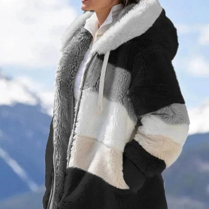 Women Winter Fashion Hooded Zipper Plaid Jacket - Jacket - Astrid - Mad Fly Essentials