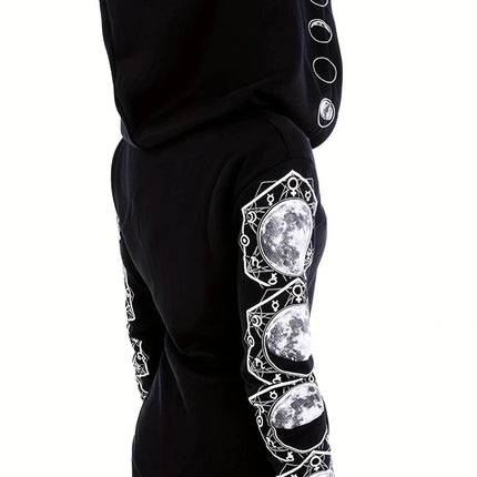Women Y2K Gothic Moon Graphic Hoodies - Hoodies - Goth Dark - Mad Fly Essentials