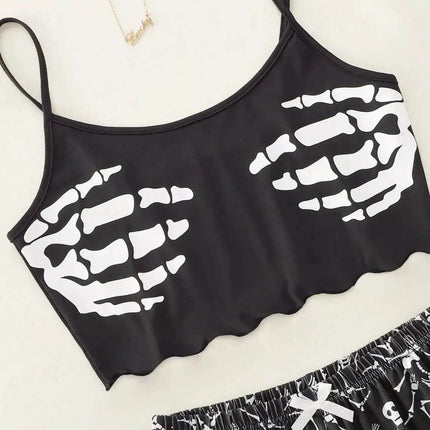 Women's Halloween Sleeveless Crop Pajama Set - Pajama Set - Animal Unicorn - Mad Fly Essentials