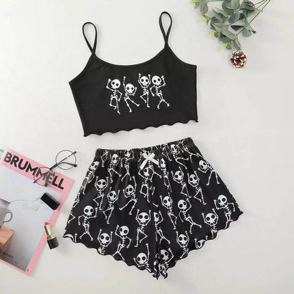 Women's Halloween Sleeveless Crop Pajama Set - Pajama Set - Animal Unicorn - Mad Fly Essentials