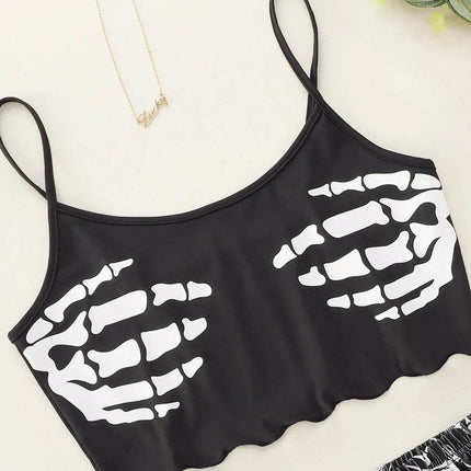 Women's Halloween Sleeveless Crop Pajama Set - Pajama Set - Animal Unicorn - Mad Fly Essentials