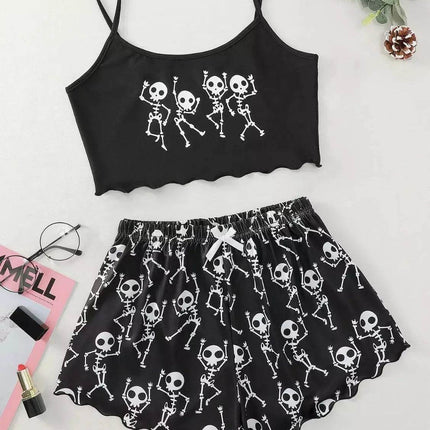 Women's Halloween Sleeveless Crop Pajama Set - Pajama Set - Animal Unicorn - Mad Fly Essentials