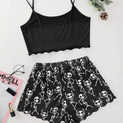 Women's Halloween Sleeveless Crop Pajama Set - Pajama Set - Animal Unicorn - Mad Fly Essentials