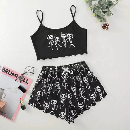 Women's Halloween Sleeveless Crop Pajama Set - Pajama Set - Animal Unicorn - Mad Fly Essentials