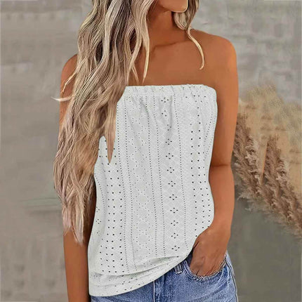 Women Sleeveless Pink Lattice Solid Tops - Mad Fly Essentials