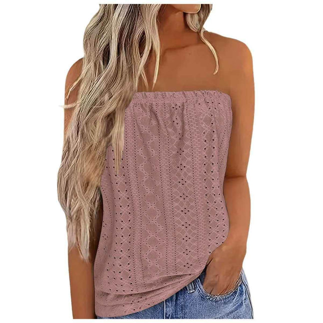 Women Sleeveless Pink Lattice Solid Crop Top - Mad Fly Essentials