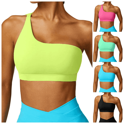 Women's One Shoulder Yoga Fitness Bra - Bra - Myth - box - Mad Fly Essentials