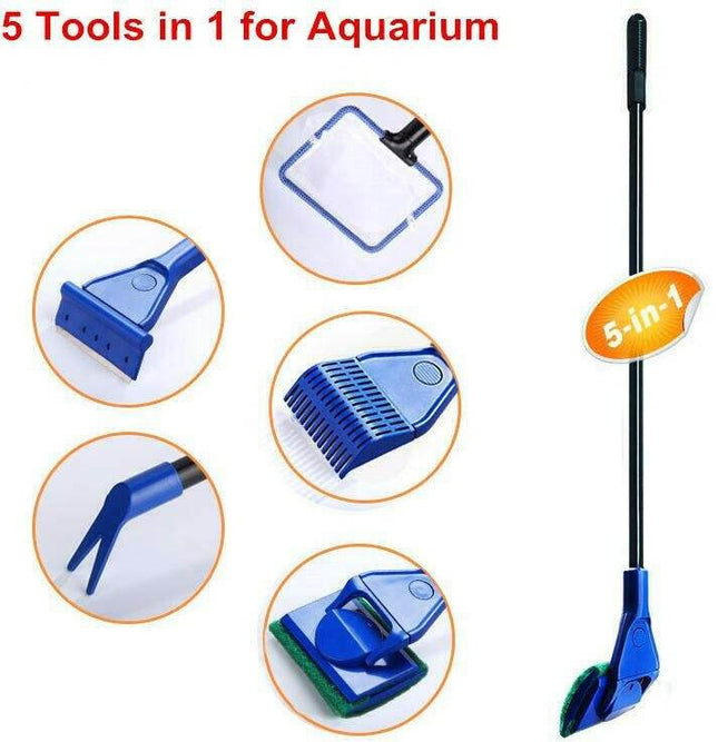 5 - in - 1 Aquarium Cleaning Tools Set Fish Tank Decor - Fish Tank Decor - Seven Master - Mad Fly Essentials