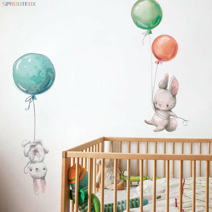 Nordic Balloon Rabbits 3D Wall Stickers