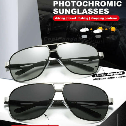 Men Top Aluminum Square Polarized Photochromic Sunglasses