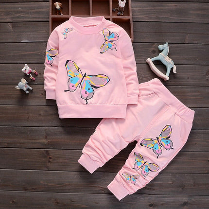 Baby Girls Cartoon Smiling 0-4y Tracksuit Sets - Mad Fly Essentials