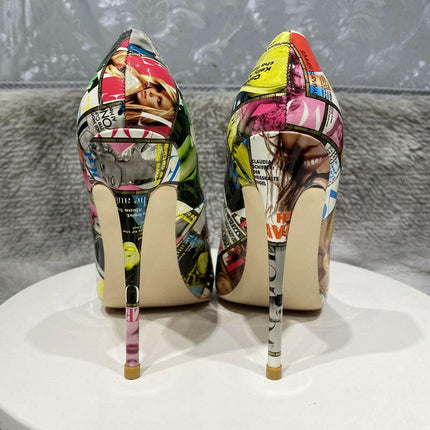 Women Sexy Graffiti Pointy-Toe High Heel Floral Stiletto Pumps - Women's Shop Mad Fly Essentials