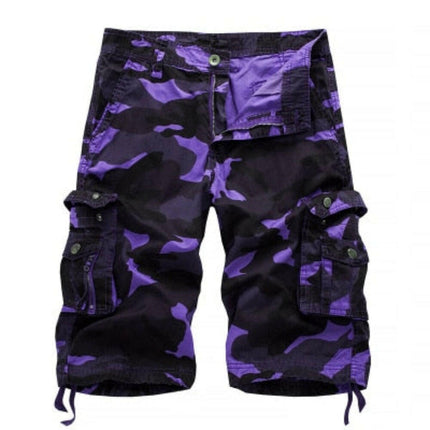 Men Purple-Blue Camo Tactical Cargo Shorts