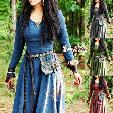 Women Medieval Vintage Fairy Celtic Viking Maxi Dress - Mad Fly Essentials