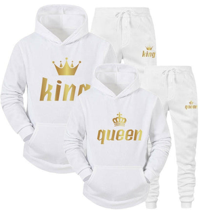 Couple Sportwear Set-KING-QUEEN Printed Lover Hoodie Sets - Women's Shop Mad Fly Essentials