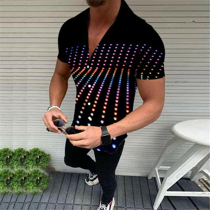 Men's Summer Glisten Dot Turn-down Collar S-4XL Party Shirt
