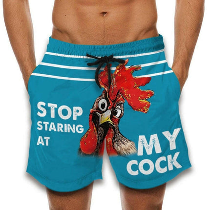 Funny Cock Print Swimwear Board Shorts