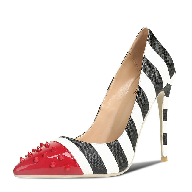 Women Zebra Studded High Heels Pointed-Toe Pumps - Women's Shop Mad Fly Essentials