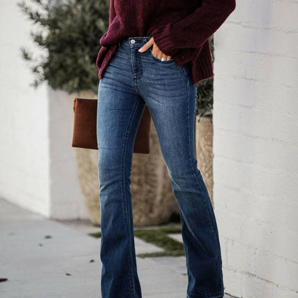 Women High-Waist Flared Denim Plus Size Boot-Cut Jeans