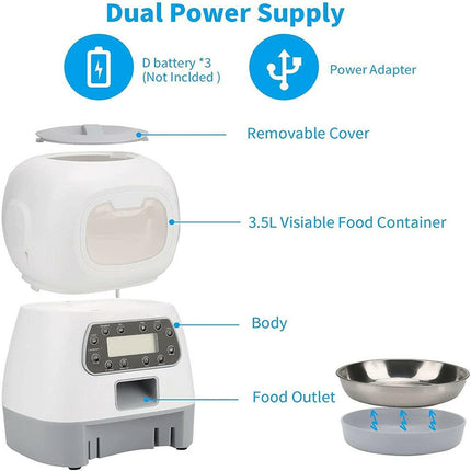 3.5L Automatic Pet Feeder WiFi APP Smart Dog Bowl - Pet Care Mad Fly Essentials