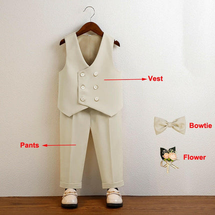 Baby Boys Formal Suit Set-Birthday Wedding Vest+Pants - Kids Shop Mad Fly Essentials
