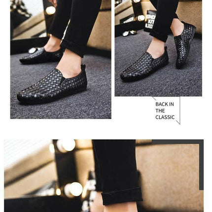 Men Leather Zig-Zag Pattern Lightweight Loafers - Men's Fashion Mad Fly Essentials