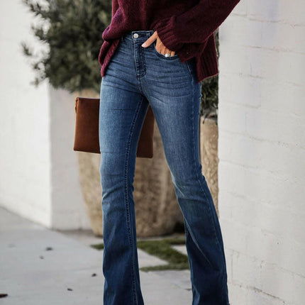 Women High-Waist Flared Denim Plus Size Boot-Cut Jeans