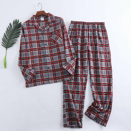 Men's Home Suits Stars Long Flannel Plaid PJ Sets - Men's Fashion Mad Fly Essentials