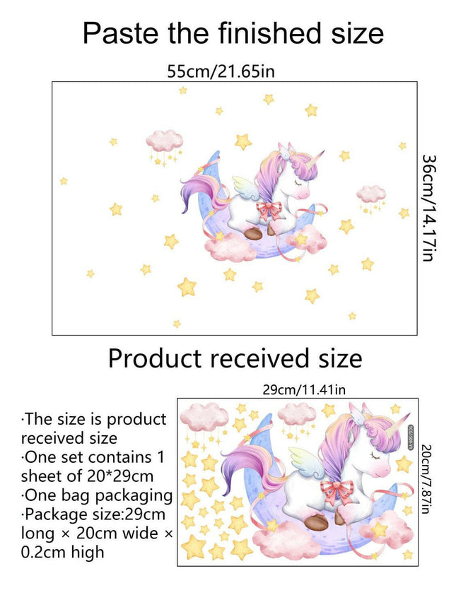 Girl 20*29cm Luminous Unicorn 3D Cartoon Wall Sticker - Kids Shop Mad Fly Essentials