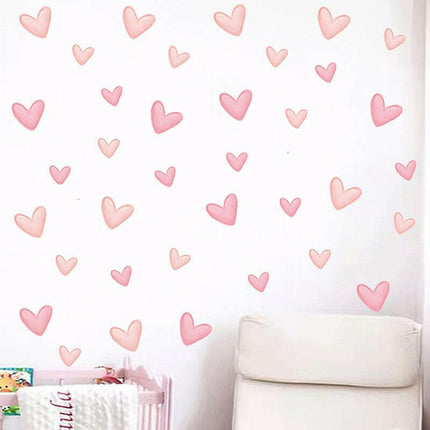 Girl Room 60pcs Pink Heart-Shaped Bedroom Wall Stickers - Home & Garden Mad Fly Essentials