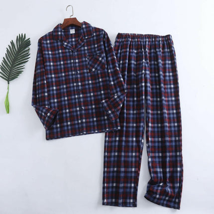 Men's Home Suits Stars Long Flannel Plaid PJ Sets - Men's Fashion Mad Fly Essentials