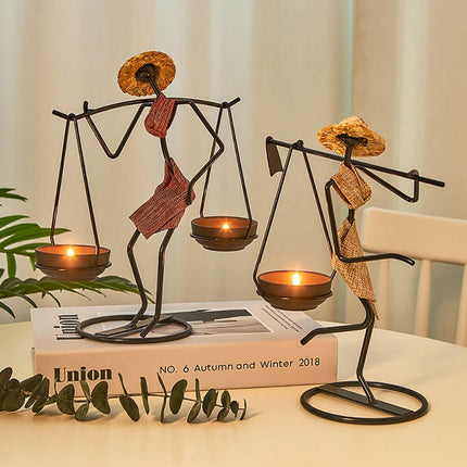 Rustic Human Figurines Candle Holders Home Table Decor - Home & Garden Mad Fly Essentials