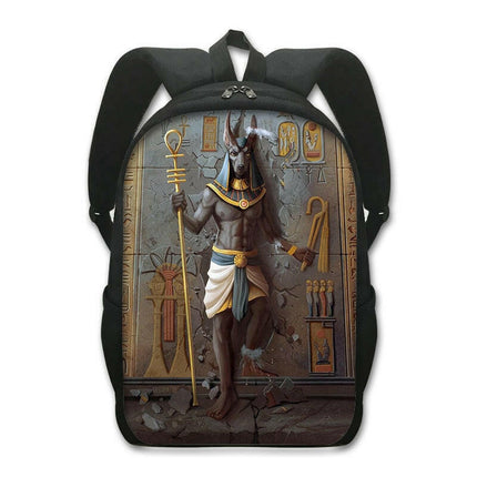 Boys Egyptian Art Pharaoh Anubis Backpack - Men's Fashion Mad Fly Essentials