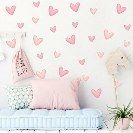 Girl Room 60pcs Pink Heart-Shaped Bedroom Wall Stickers - Home & Garden Mad Fly Essentials