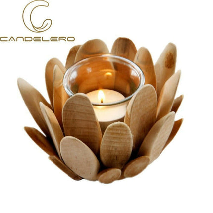 Wooden Candle Holder Living Room Table Home Decor