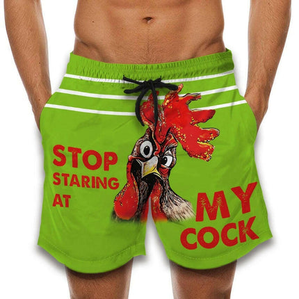 Funny Cock Print Board Shorts Swim Trunks