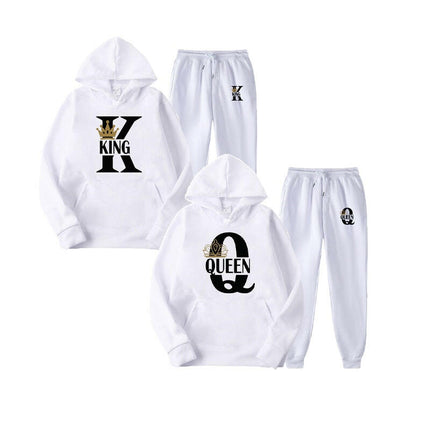 Couple Sportwear Set-KING-QUEEN Printed Lover Hoodie Sets - Women's Shop Mad Fly Essentials