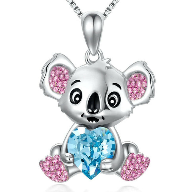 Women Heart Bear Animal Necklace Jewelry
