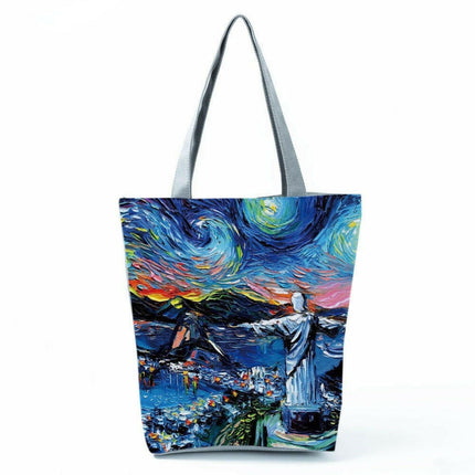 Van Gogh Painting Tote Retro Beach Bag Shoulder Handbag