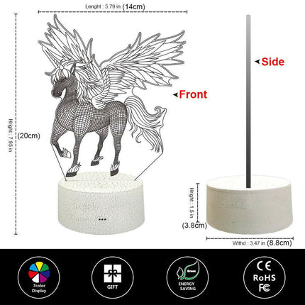 3D Unicorn 7 Color-Changing Night Light - Lighting & Bulbs Mad Fly Essentials