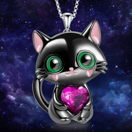 Women Fashion Crystal Cat Purple Charm Necklaces - Women's Shop Mad Fly Essentials