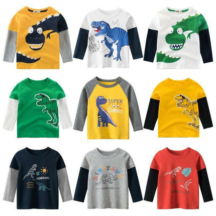 Baby Boys Cartoon Dinosaur Long Sleeve Tops - Kids Shop Mad Fly Essentials