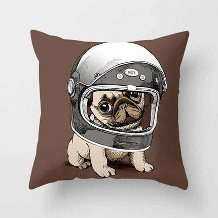 Animal Elements Home & Garden 2BZ-40599-065 Funny Dog with Helmet Pillow Case