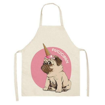 Animal Elements Home & Garden WQL0152-16 Pug Funny Sleeveless Kitchen Apron