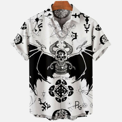 Men Vintage Skull Print Hawaiian Shirts - Men's Fashion Mad Fly Essentials