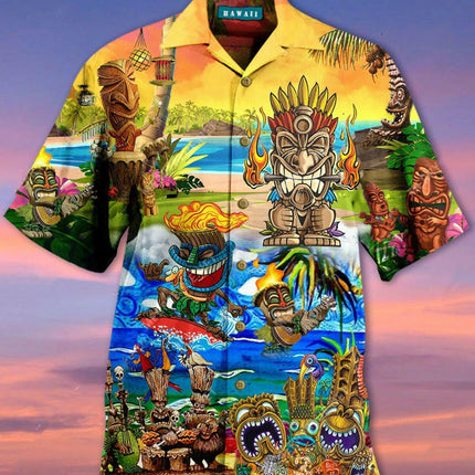 Animal Elements Men's Fashion Men Vintage Tiki Fashion Hawaiian Shirts