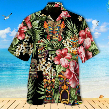 Animal Elements Men's Fashion OFSM-10294 / European size S Men Vintage Tiki Fashion Hawaiian Shirts