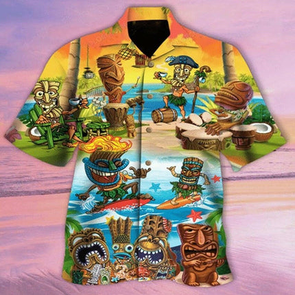 Animal Elements Men's Fashion OFSQ-02481 / European size S Men Vintage Tiki Fashion Hawaiian Shirts
